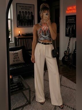 Alexander Wang Accordion Pleated Criss Cross Top in Pavement Woven Womens 2 EUC